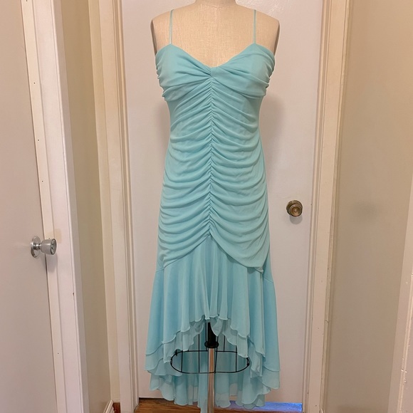 Ruched Chiffon High-Low Sweetheart-Neckline Dress